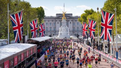 Runners participating in the London Marathon