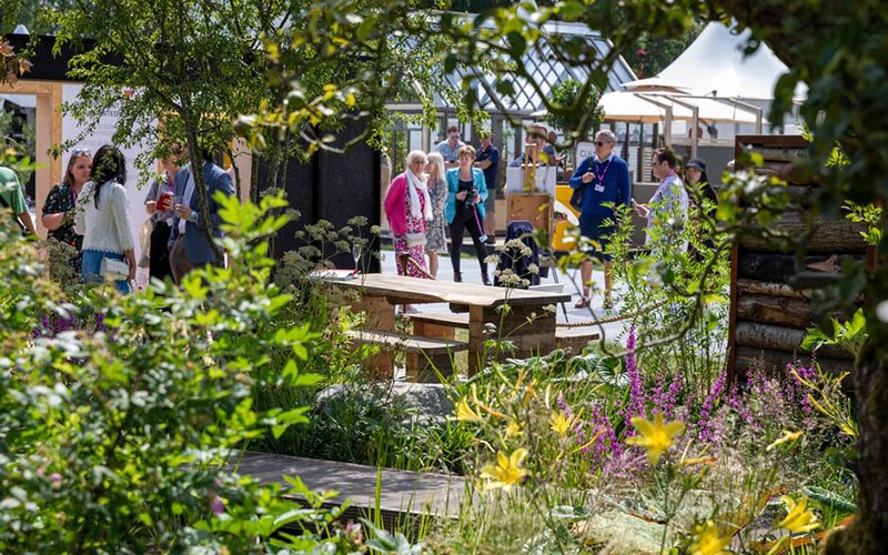 Tourist visiting the RHS Hampton Court Palace Garden Festival in London