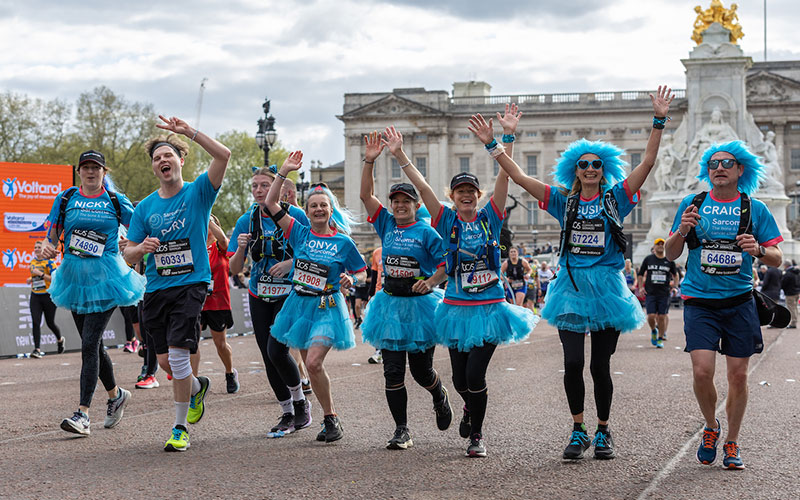 Runners participating in the London Marathon in UK in April